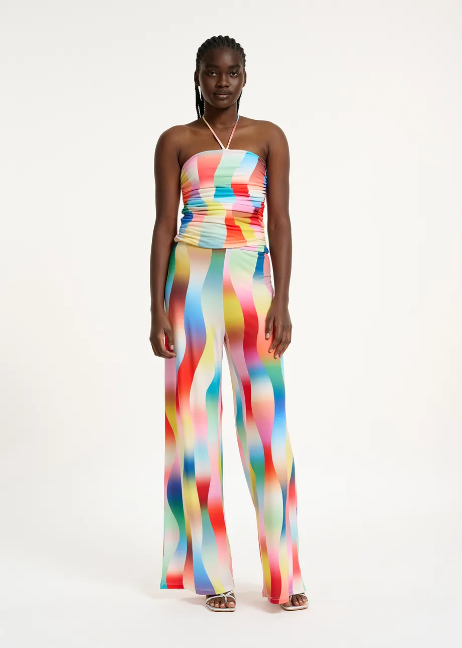 Multicolor stretch-jersey jumpsuit with graphic print