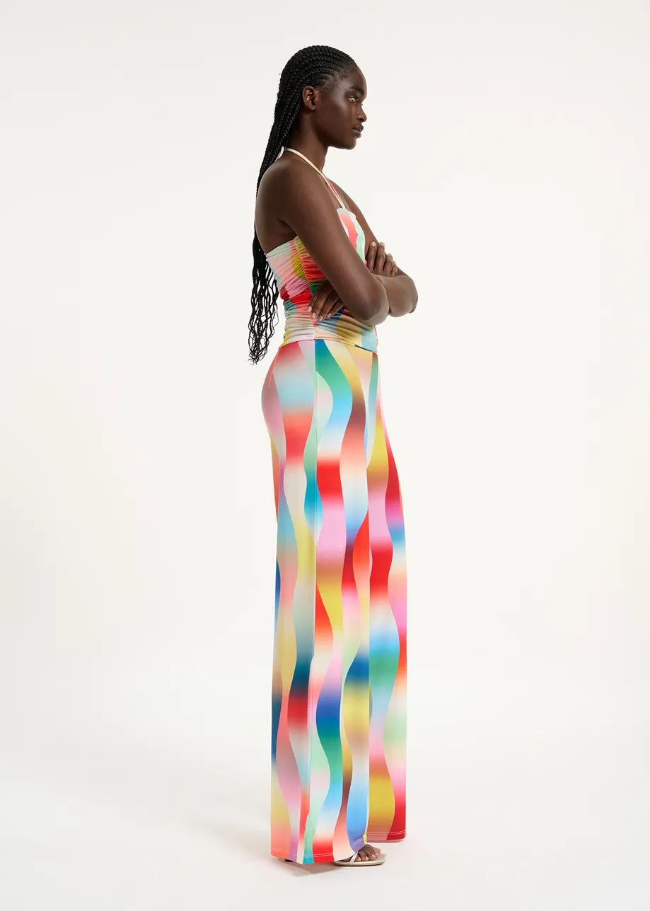 Multicolor stretch-jersey jumpsuit with graphic print