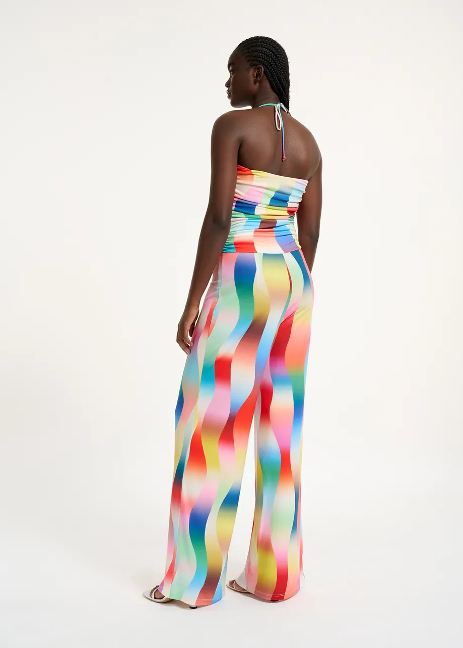 Multicolor stretch-jersey jumpsuit with graphic print