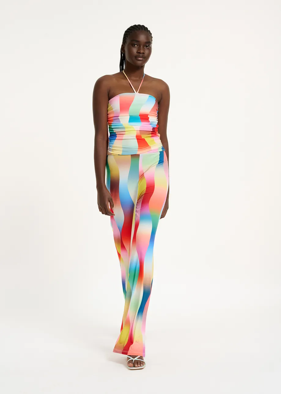 Multicolor stretch-jersey jumpsuit with graphic print