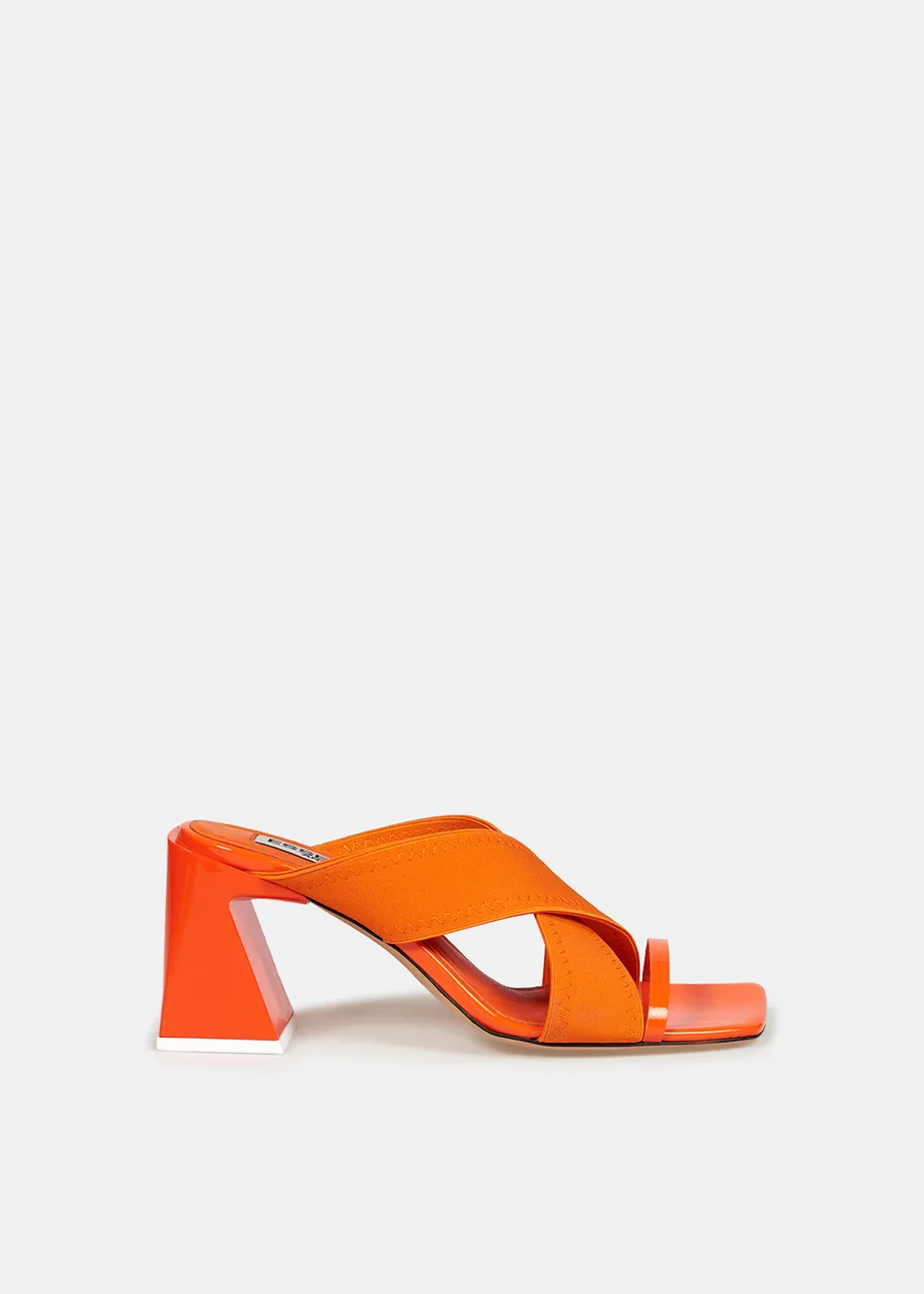 Orange crossover-strap mules