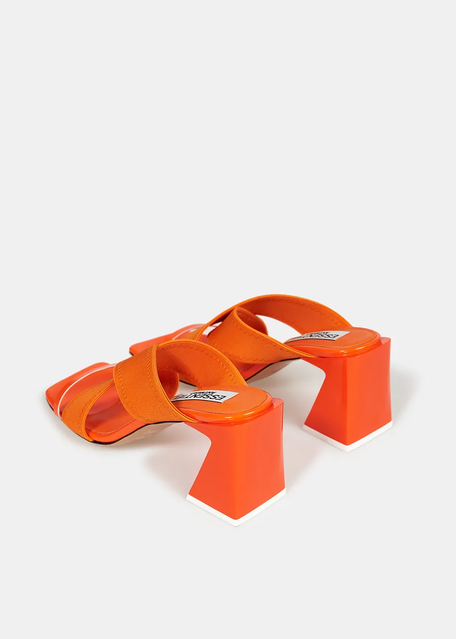 Orange crossover-strap mules