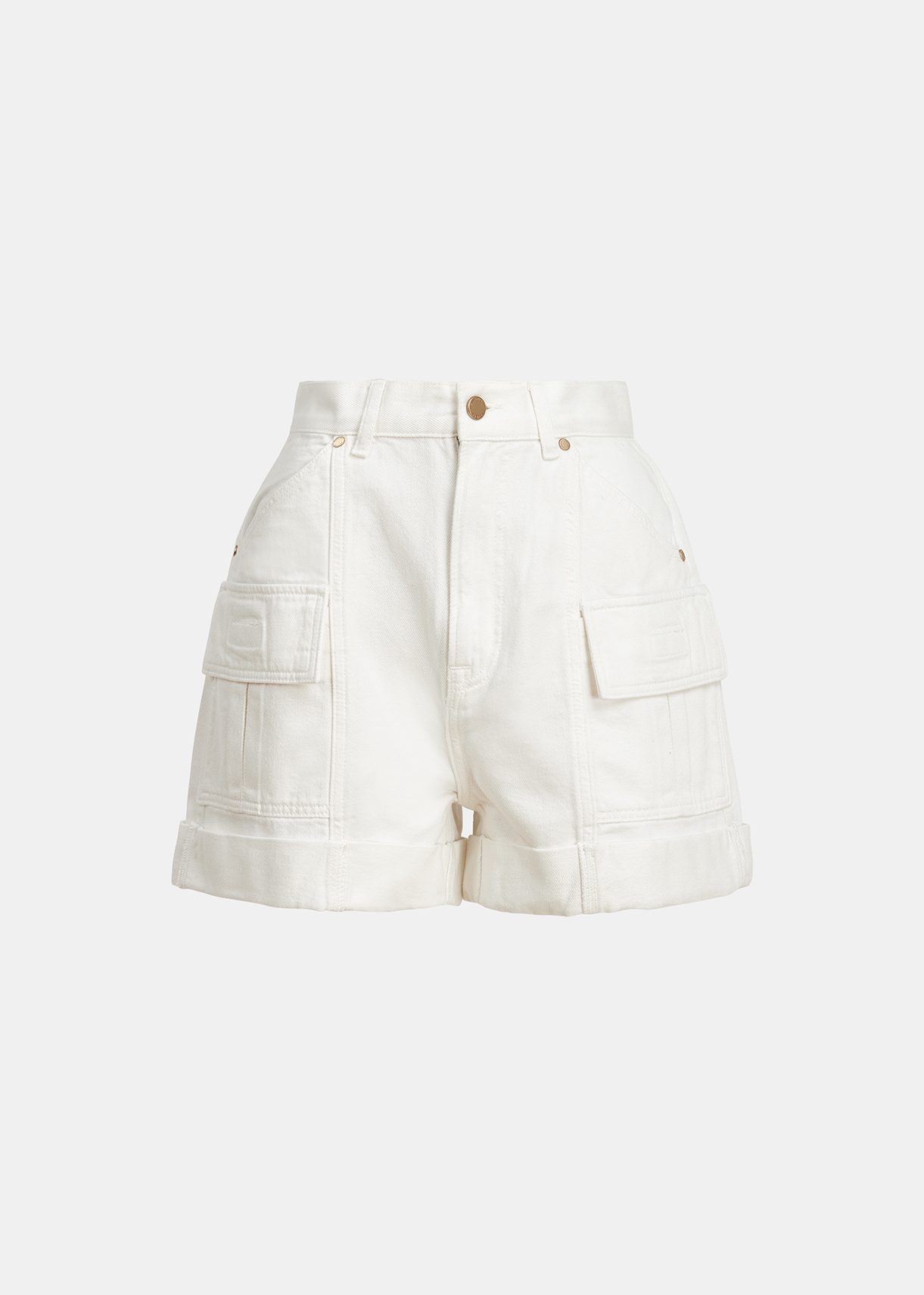 White denim cargo shorts