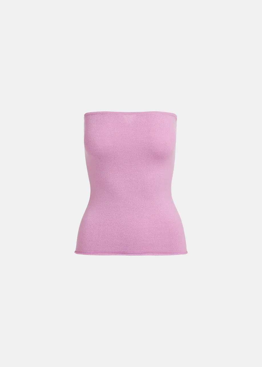 Gebreide strapless top in lila