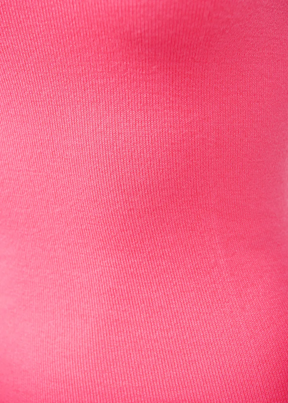 Top bandeau en tricot rose néon