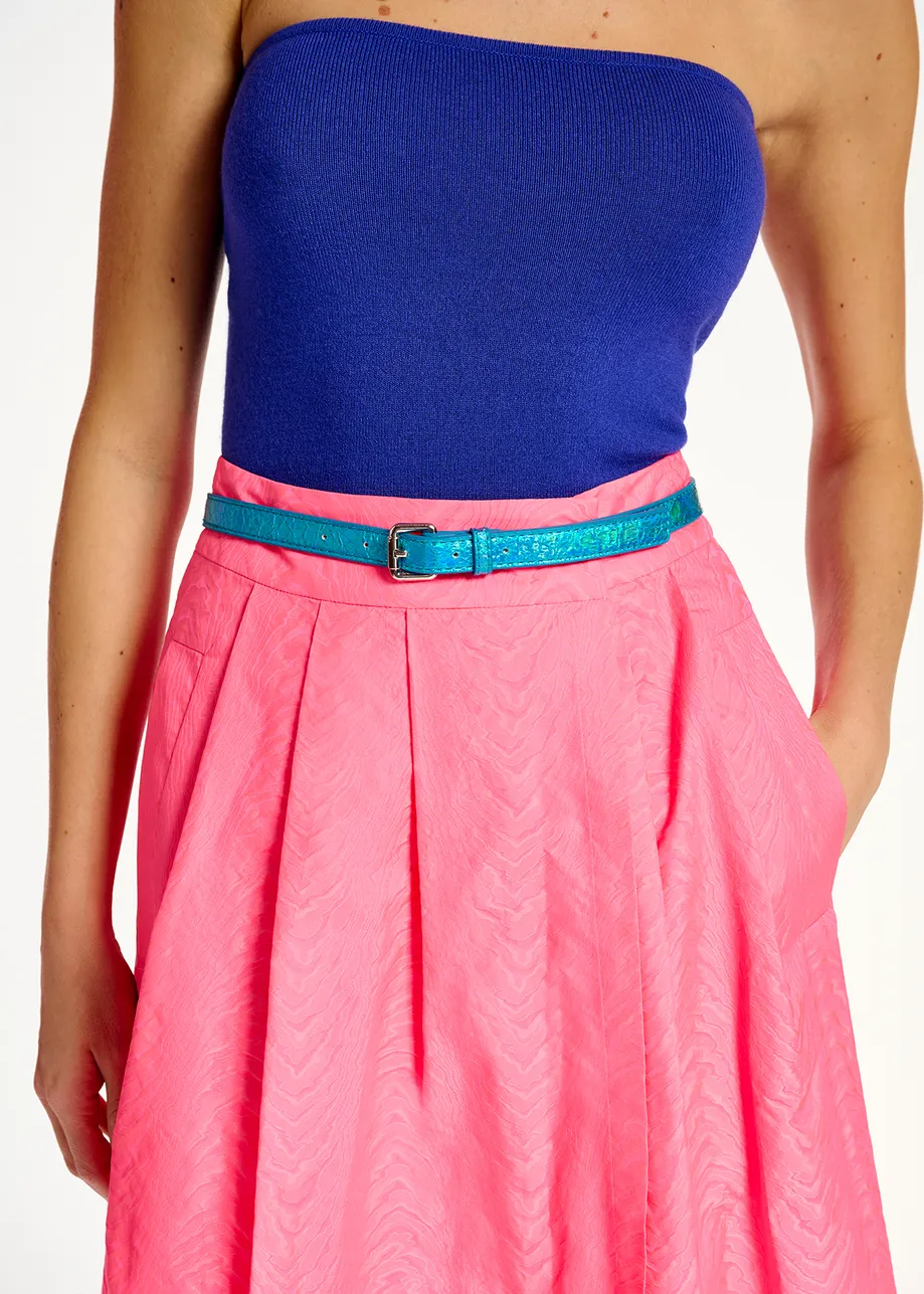 Dark blue strapless knitted top