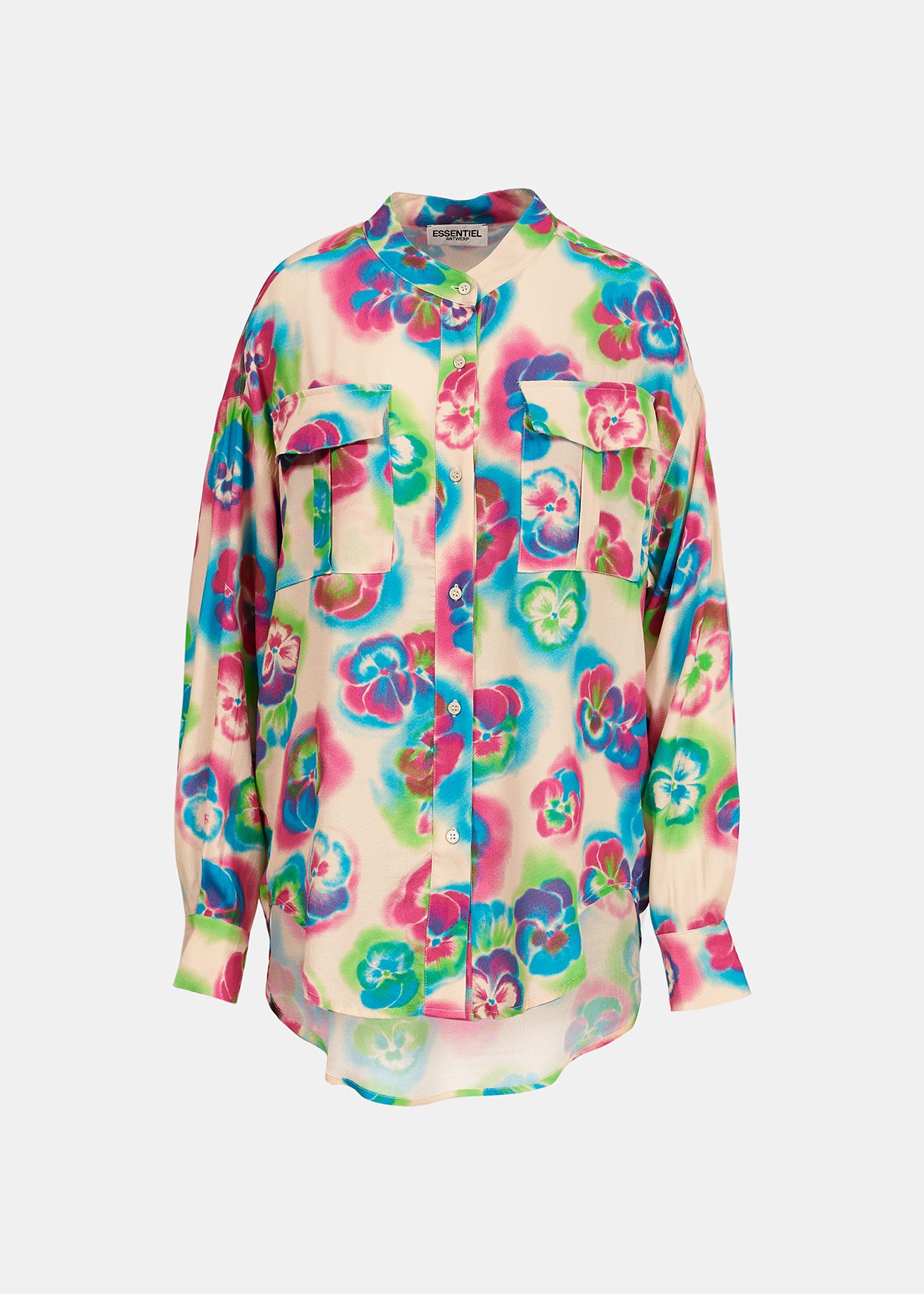 Multicolor oversized shirt with floral print