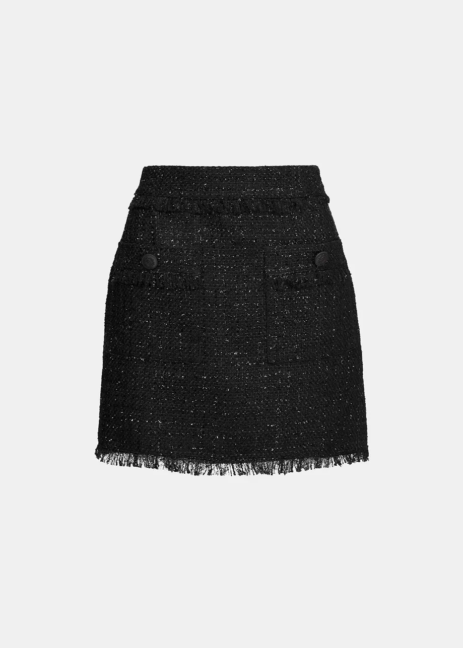 Black tweed mini skirt