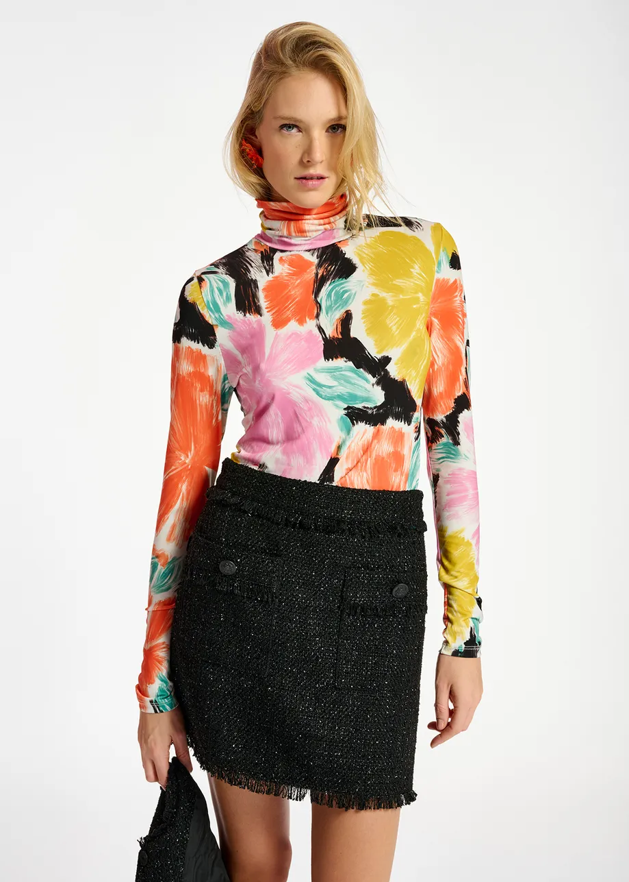 Black tweed mini skirt
