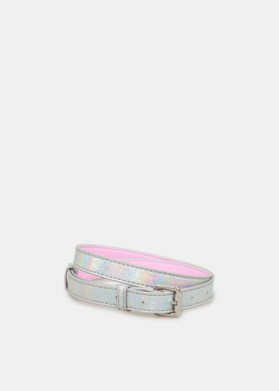 Metallic zilveren riem