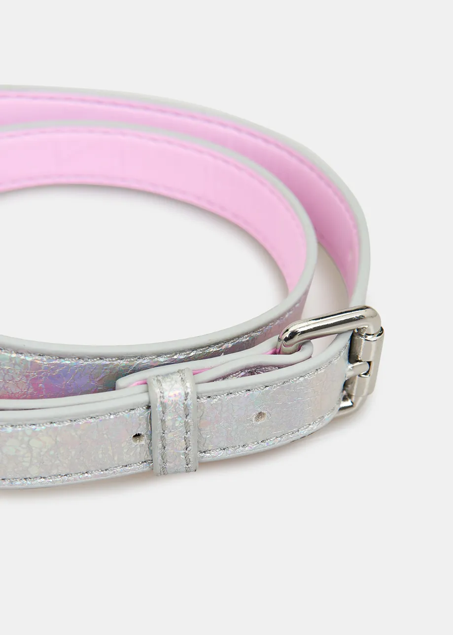 Metallic zilveren riem