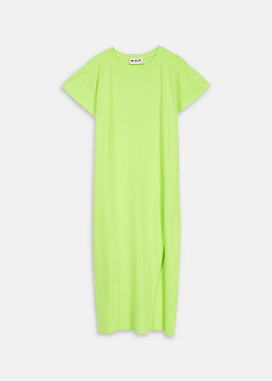 Neon yellow organic cotton-jersey T-shirt dress