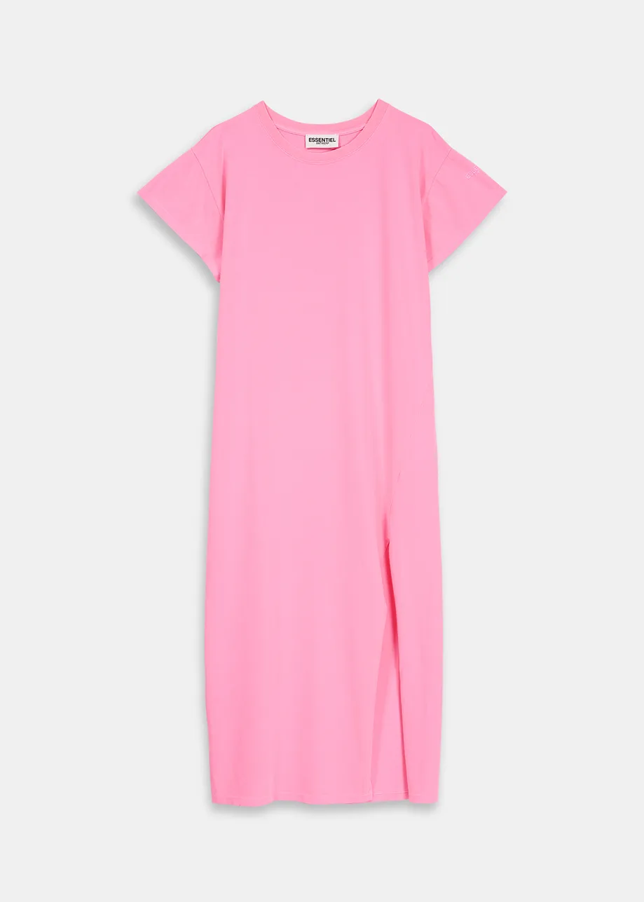 Robe T-shirt en jersey de coton bio rose fluo