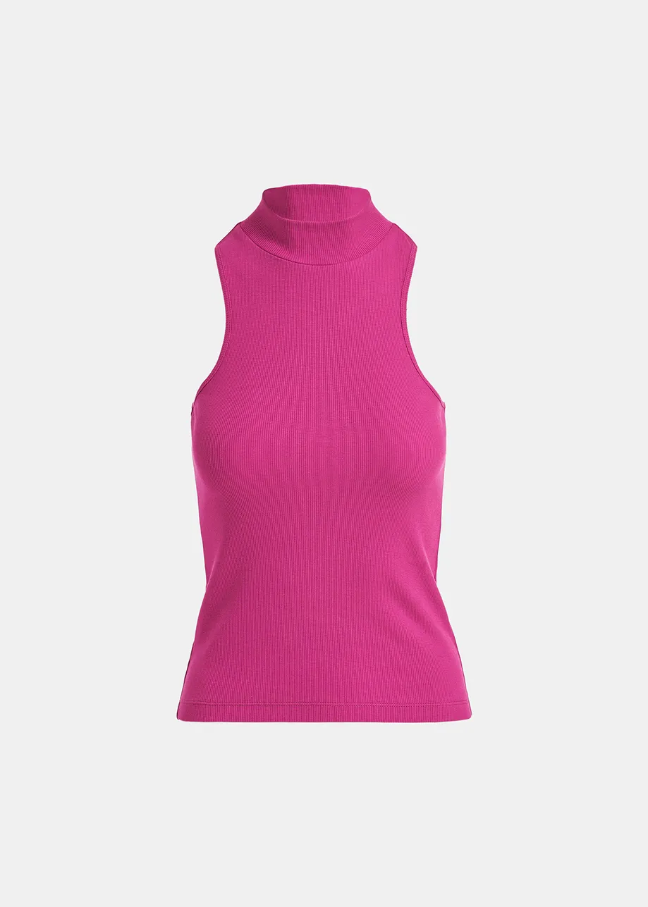 Purple organic cotton-jersey tank top