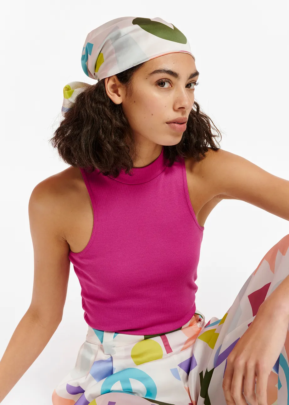 Purple organic cotton-jersey tank top