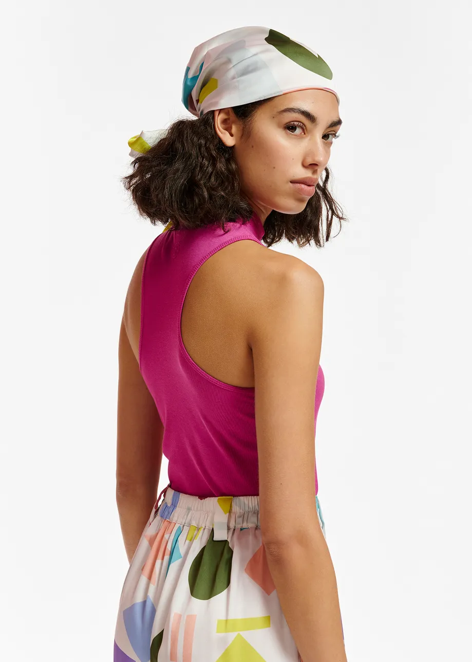 Purple organic cotton-jersey tank top
