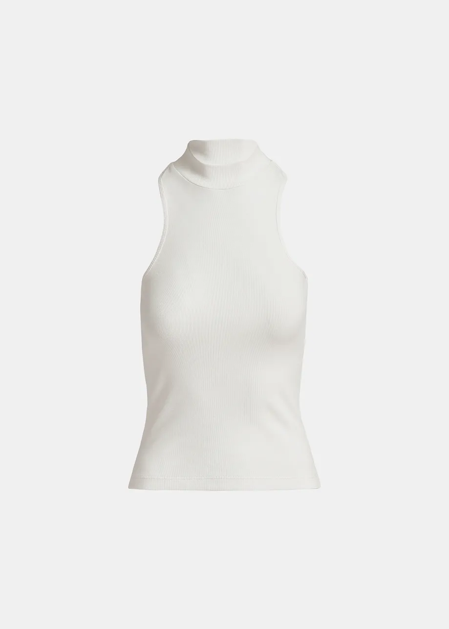 White organic cotton-jersey tank top