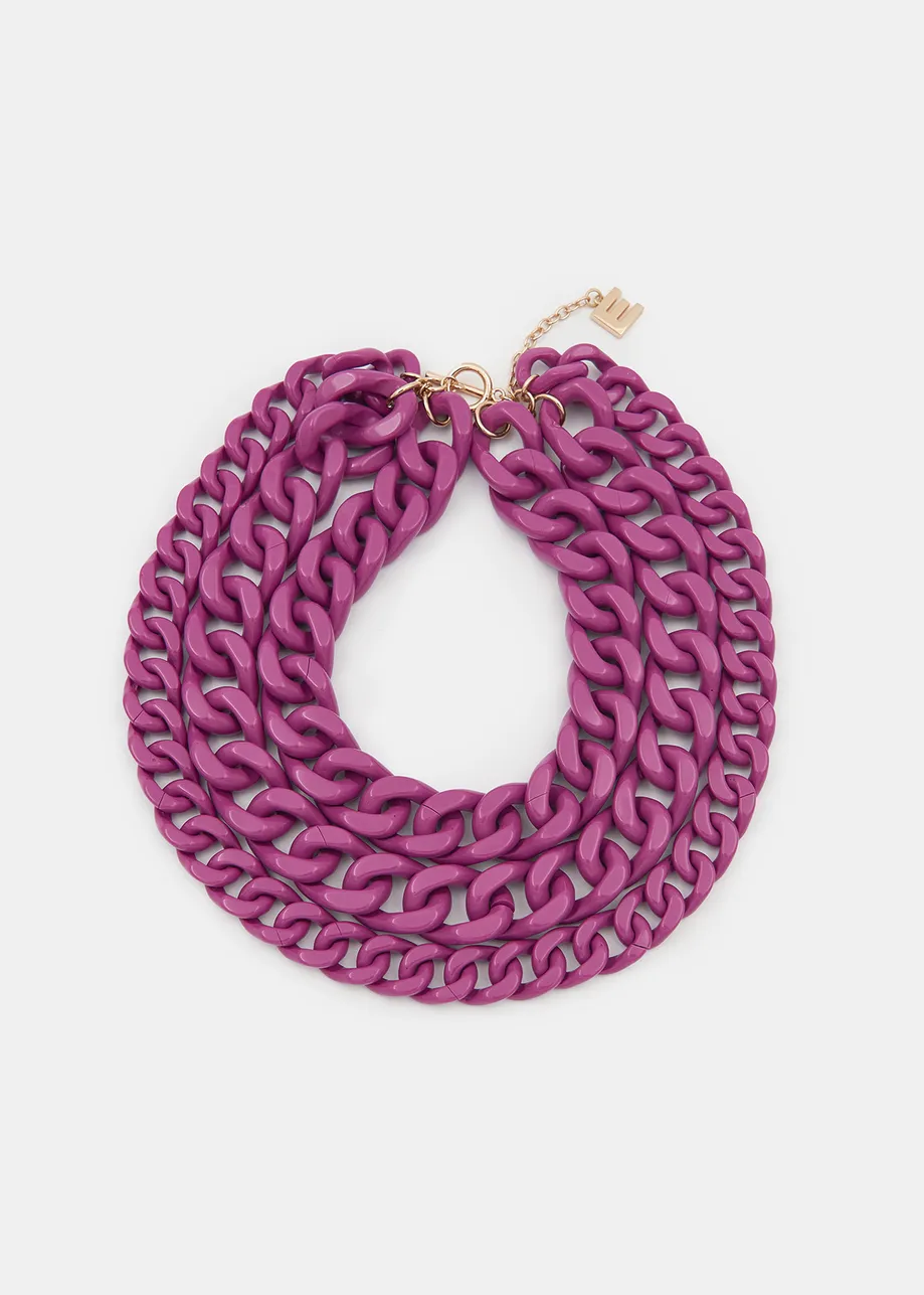 Purple layered resin chain necklace