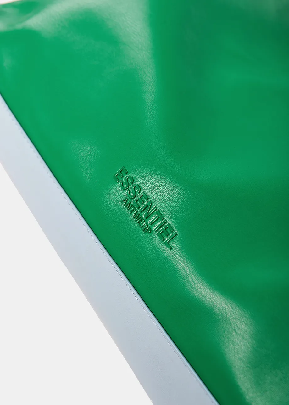Cabas en faux cuir vert et bleu clair