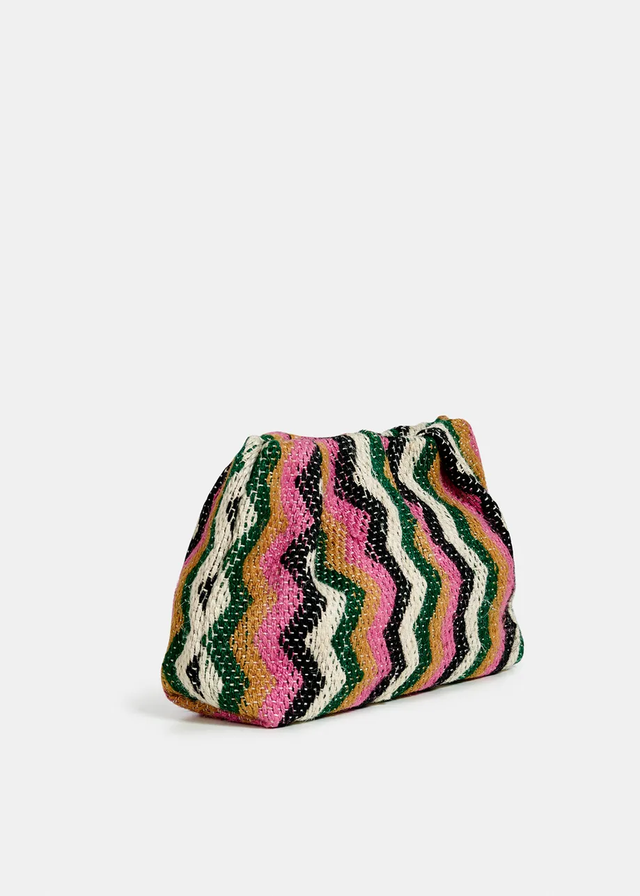 Multicolor pouch with zig zag pattern