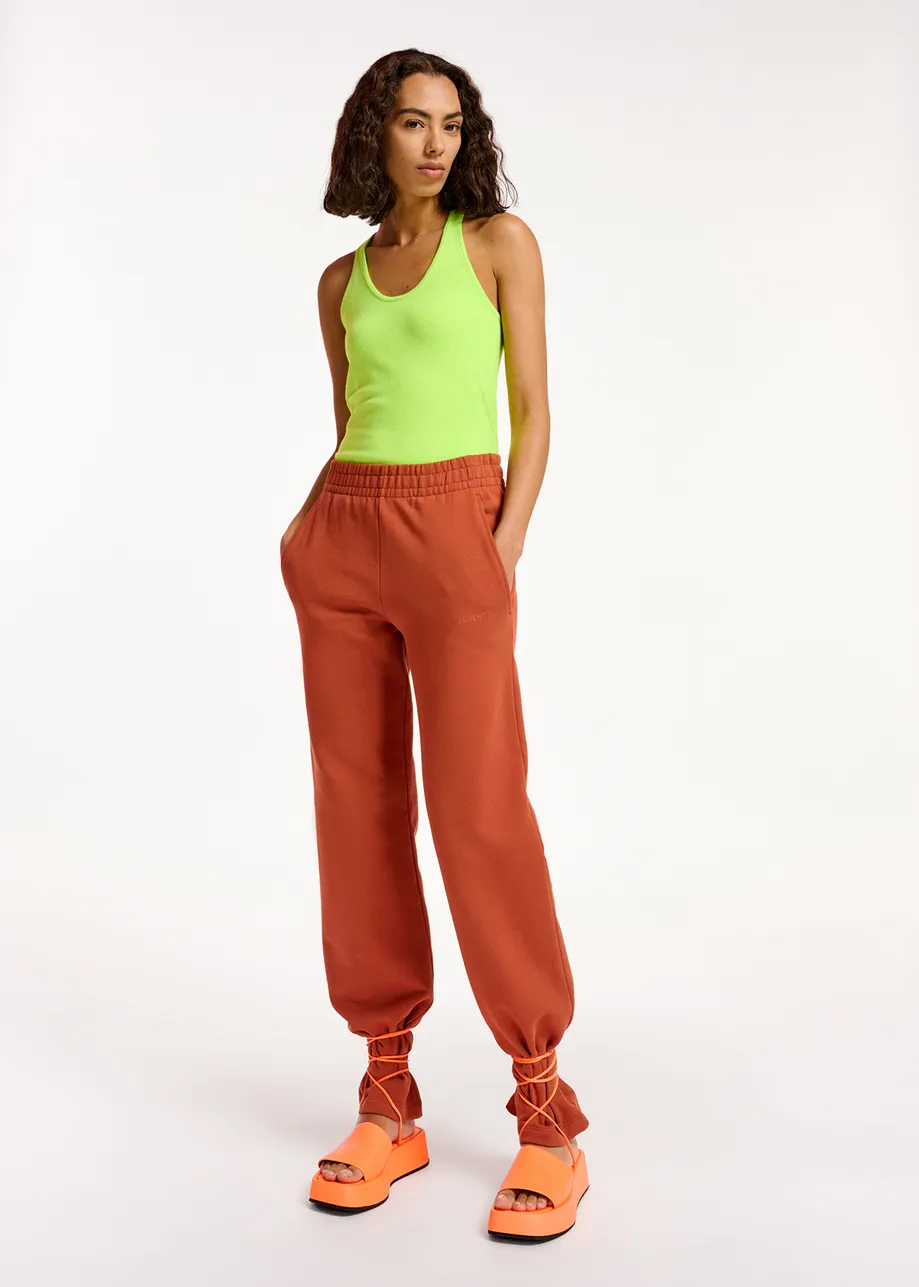 Donkeroranje joggingbroek van biokatoen-jersey