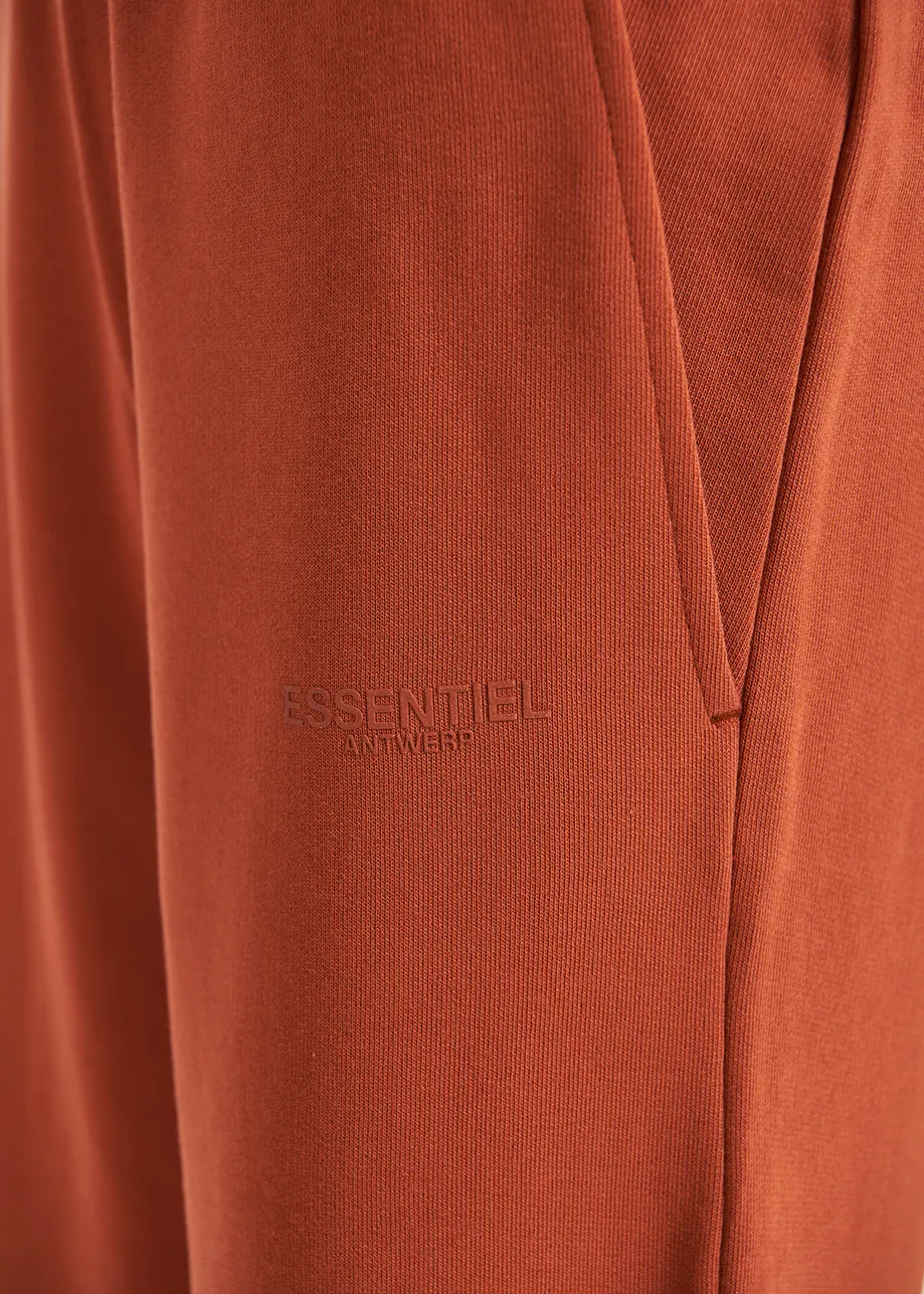 Donkeroranje joggingbroek van biokatoen-jersey