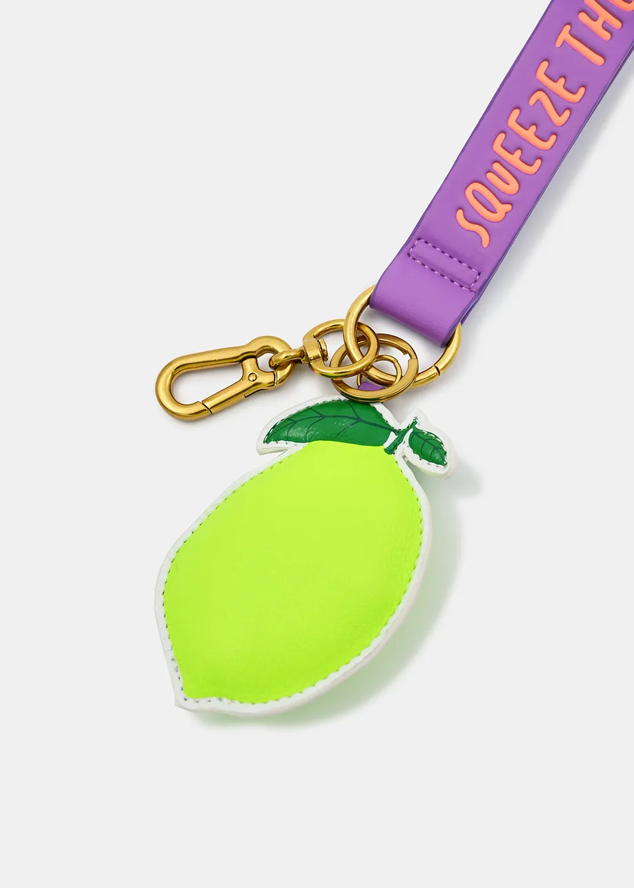 Neon yellow, purple and orange lemon keyhanger