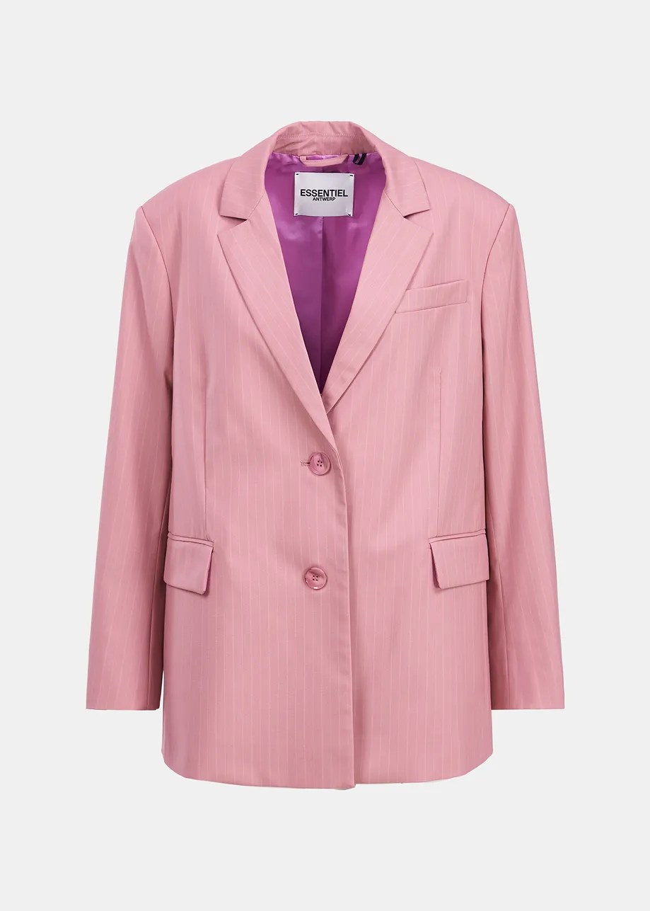 Roze oversized blazer met krijtstreepjes