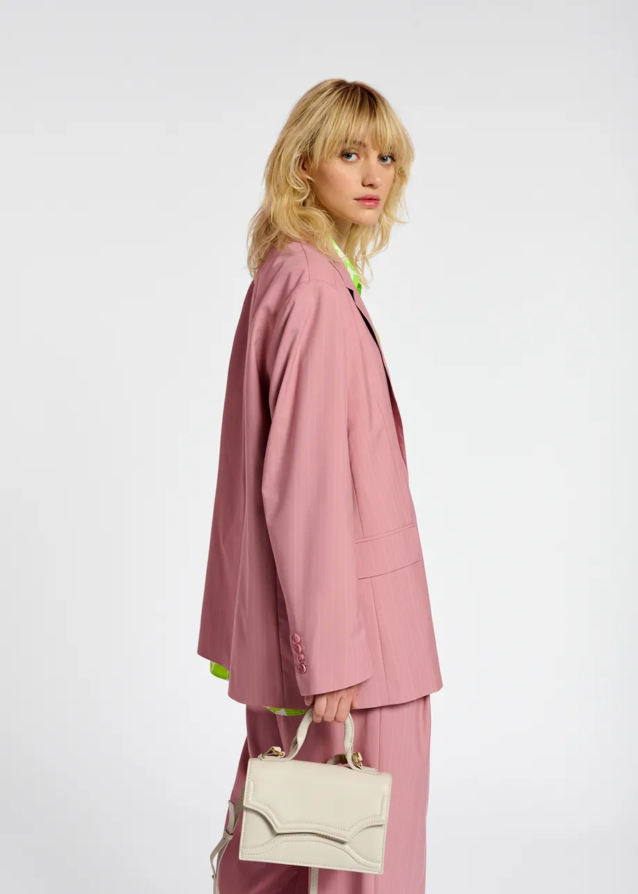 Roze oversized blazer met krijtstreepjes