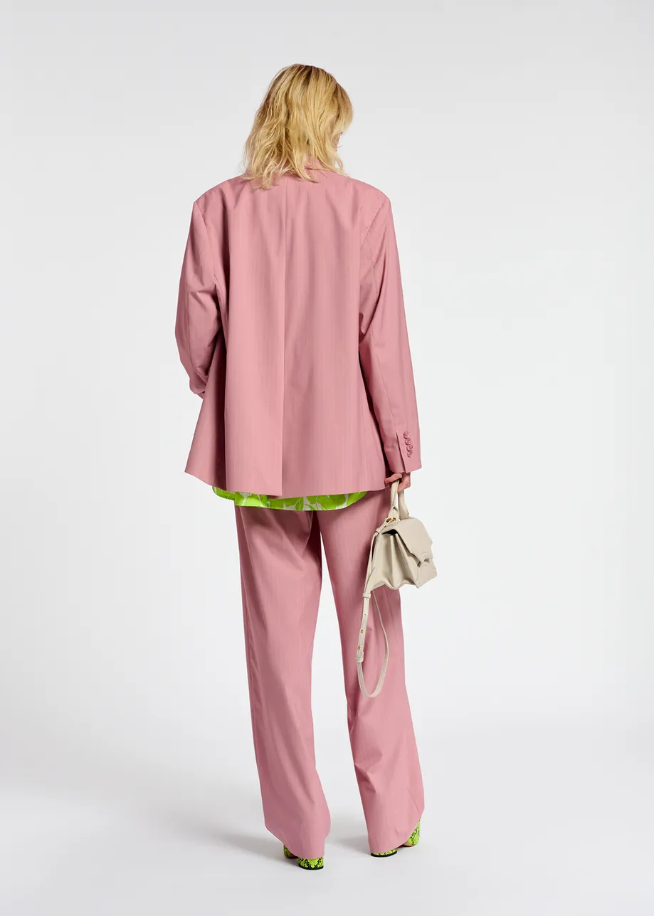 Roze oversized blazer met krijtstreepjes