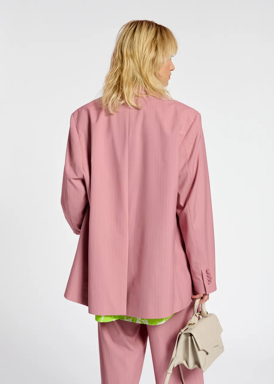Roze oversized blazer met krijtstreepjes