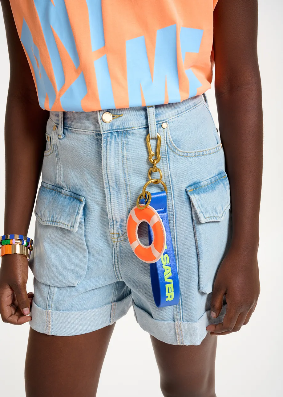 Orange, blue and neon yellow life saver keyhanger