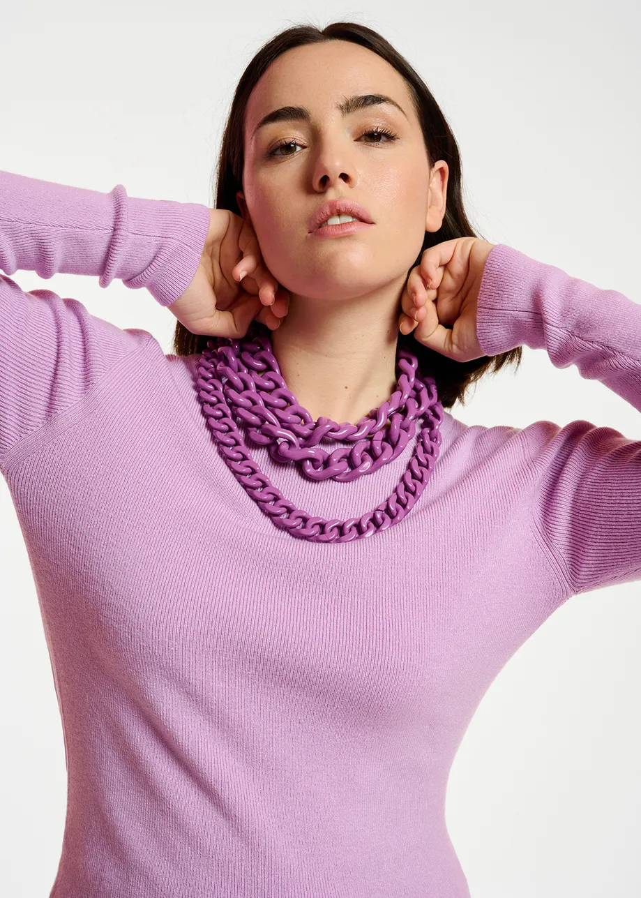 Lilac rib-knitted sweater