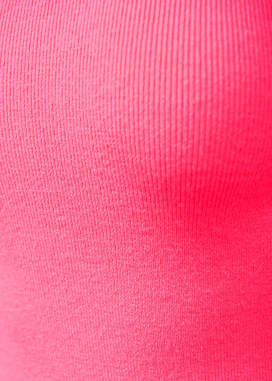 Pull rose néon en tricot côtelé