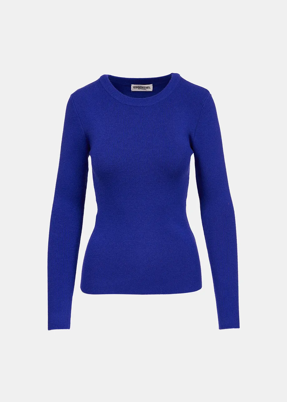 Dark blue rib-knitted sweater