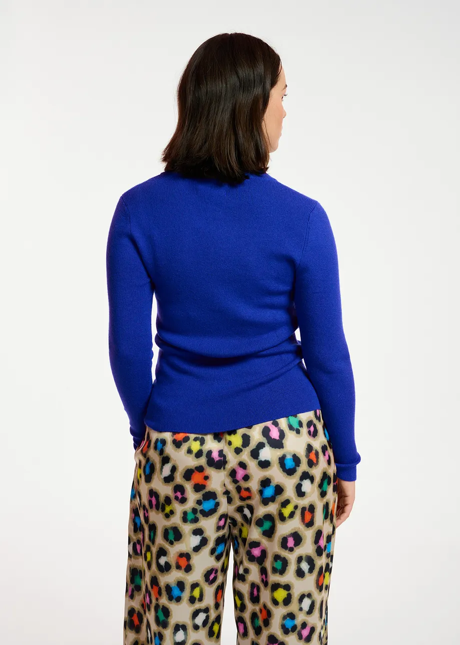 Dark blue rib-knitted sweater