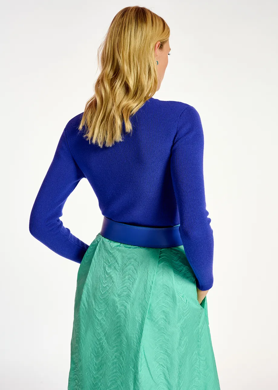 Dark blue rib-knitted sweater