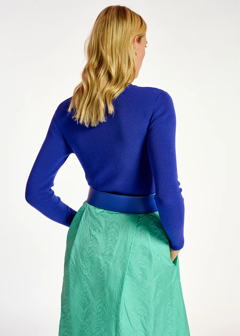 Dark blue rib-knitted sweater