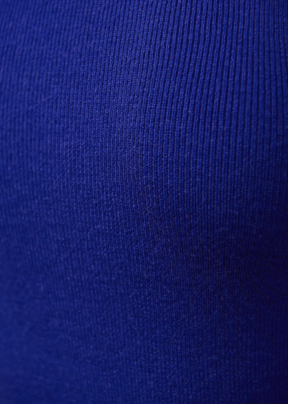 Dark blue rib-knitted sweater