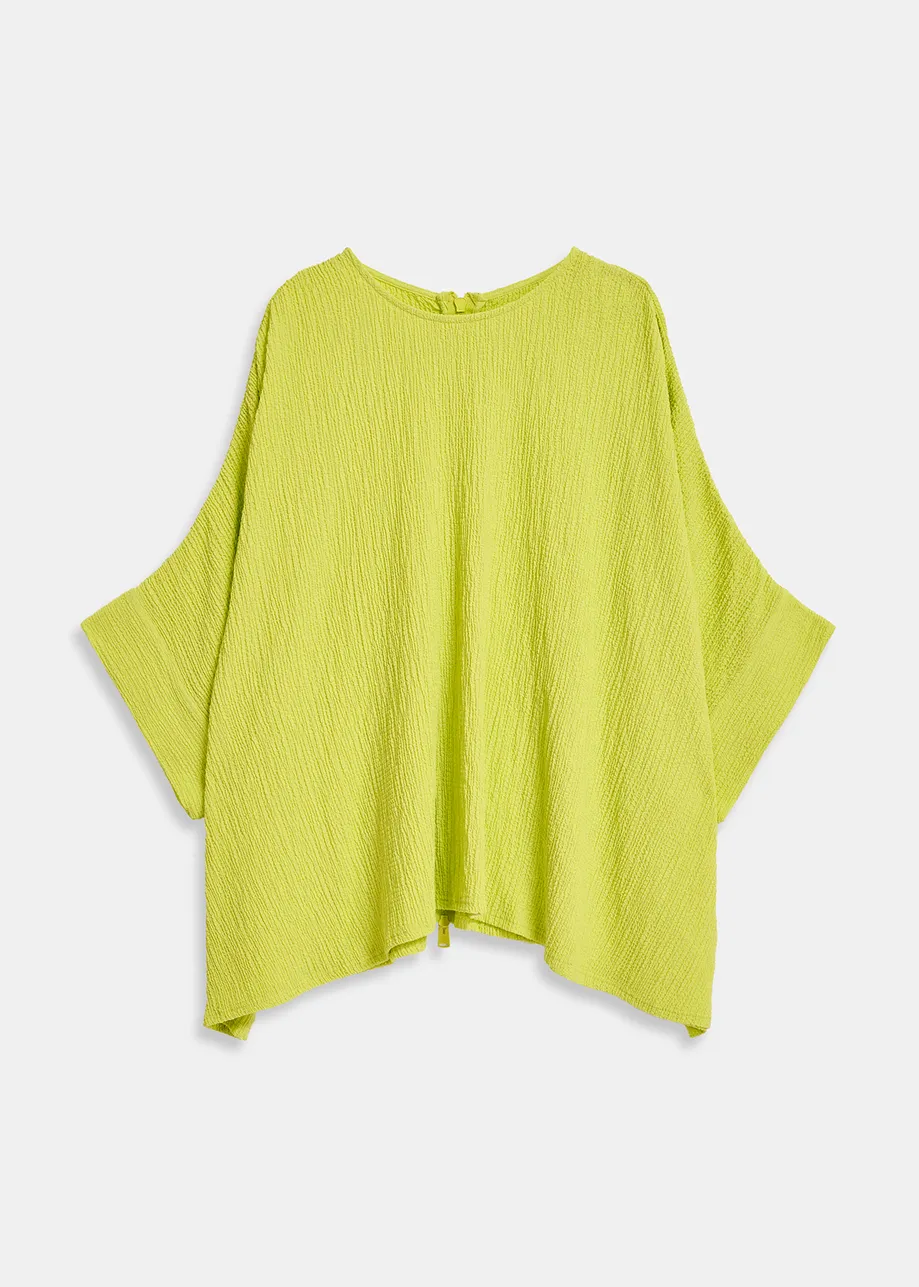 Limoengroene oversized top in cloqué