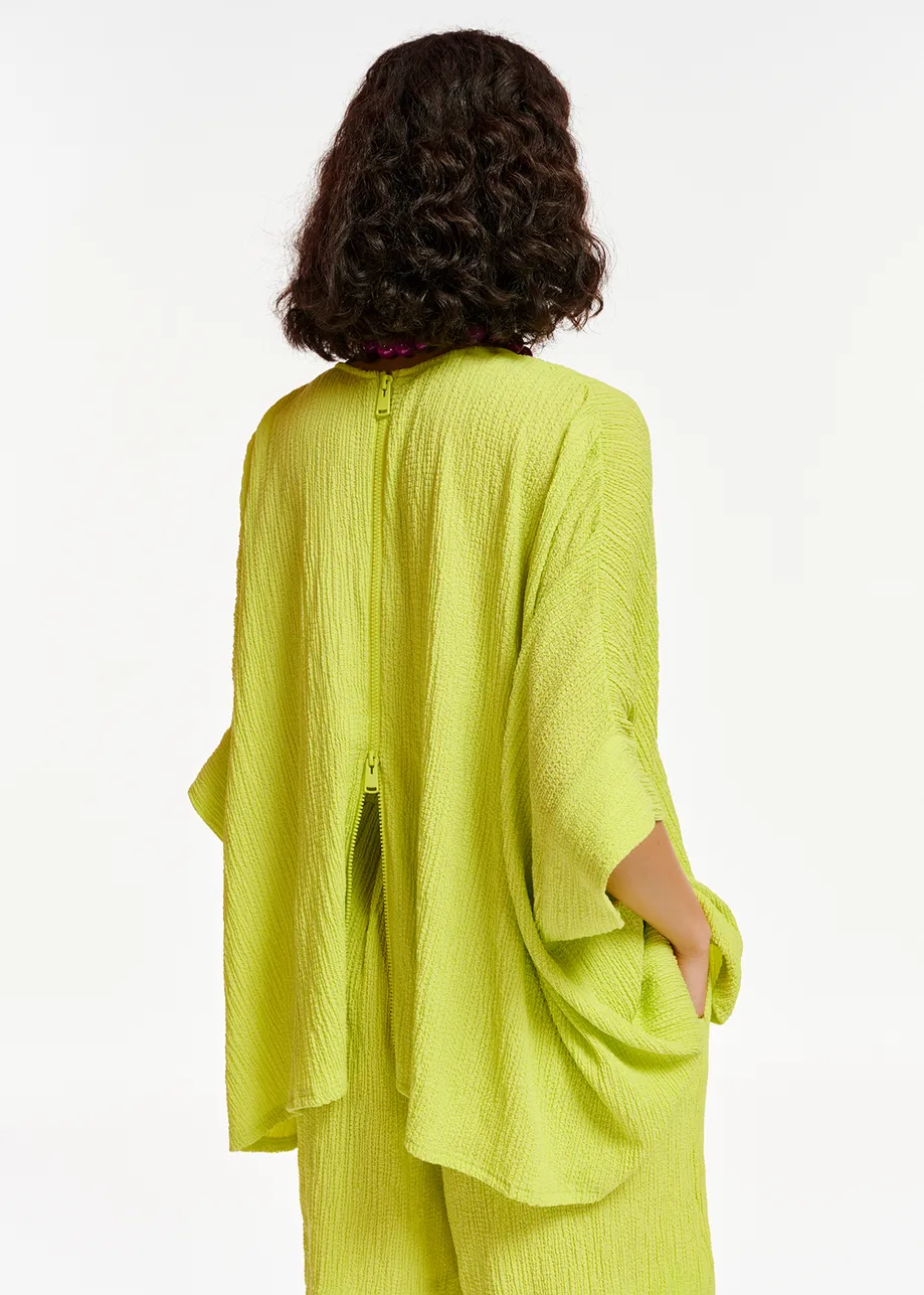 Lime green oversized seersucker top