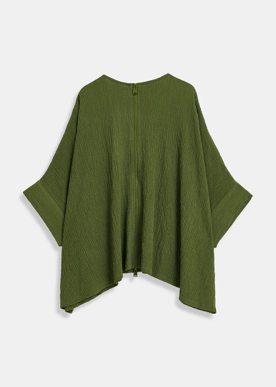 Khaki oversized seersucker top