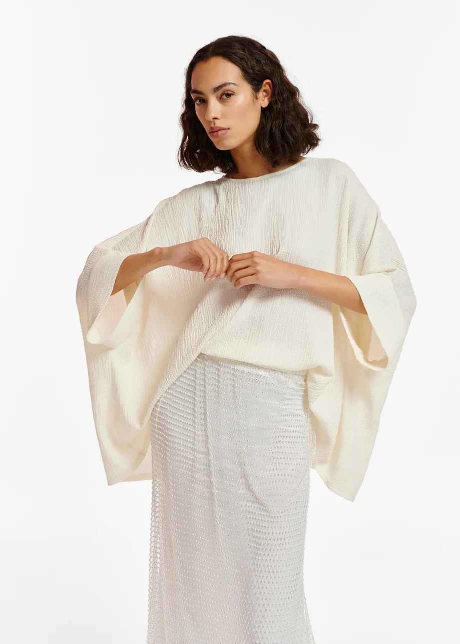 Off-white oversized seersucker top