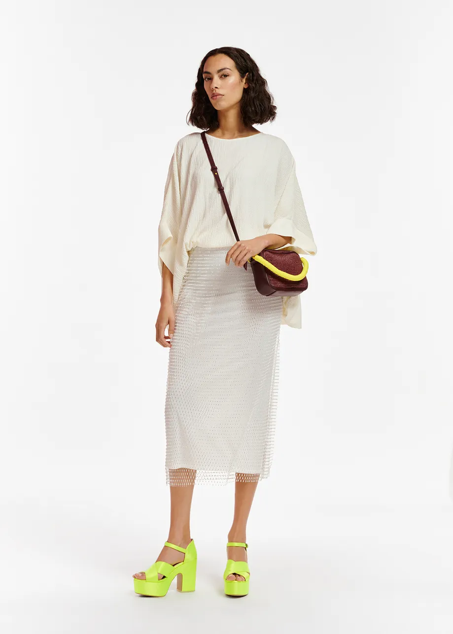 Off-white oversized seersucker top
