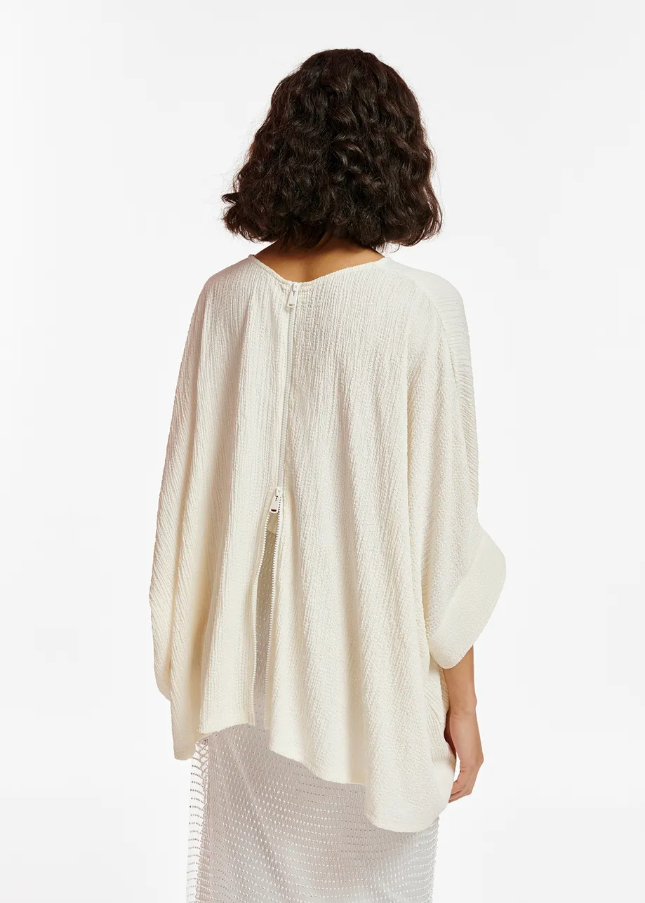 Off-white oversized seersucker top
