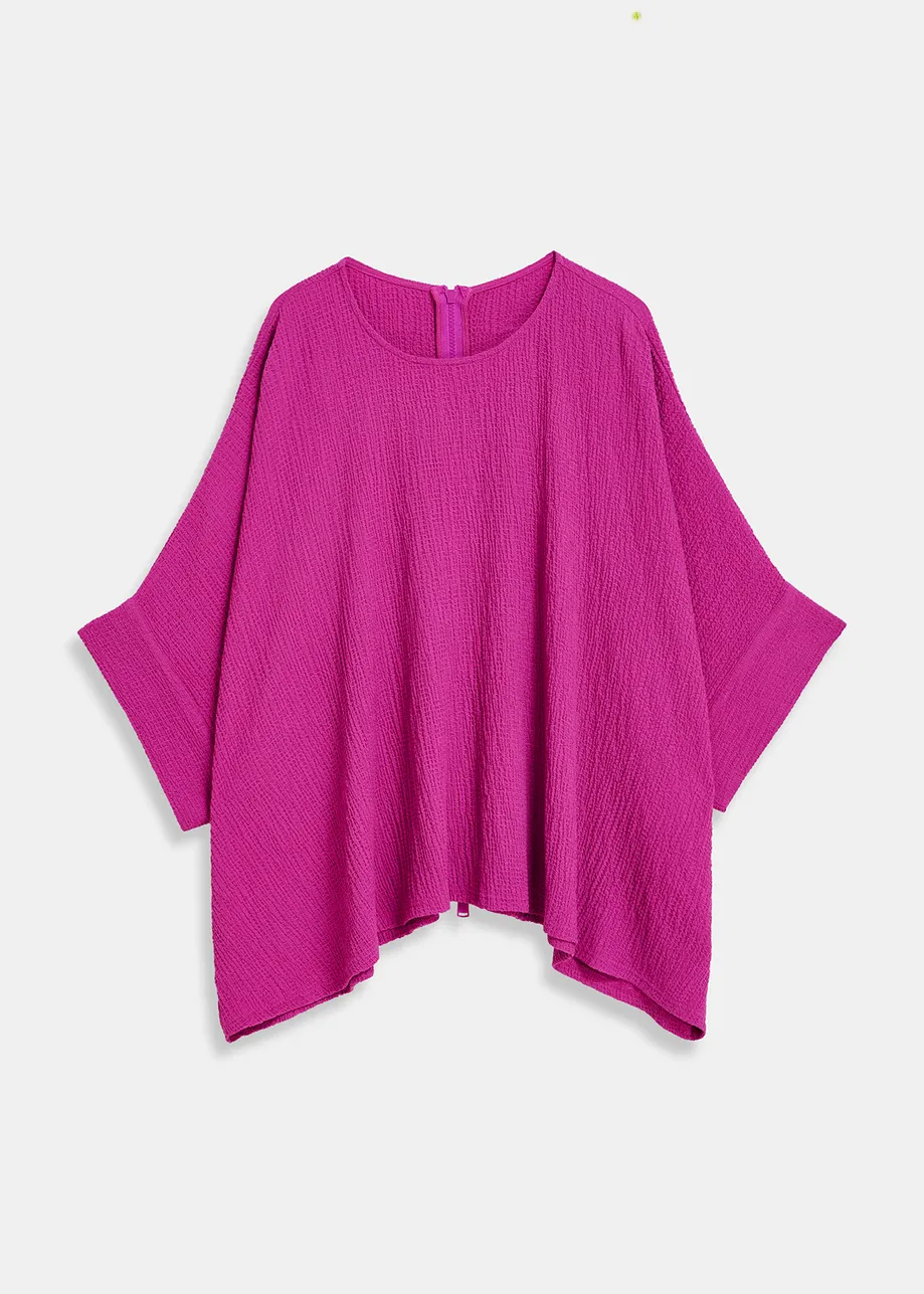 Paarse oversized top in cloqué