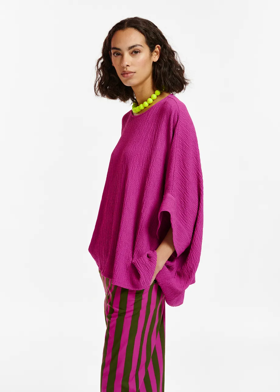 Purple oversized seersucker top