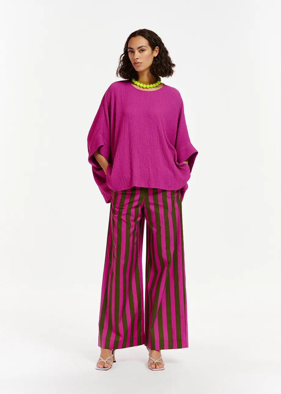 Purple oversized seersucker top