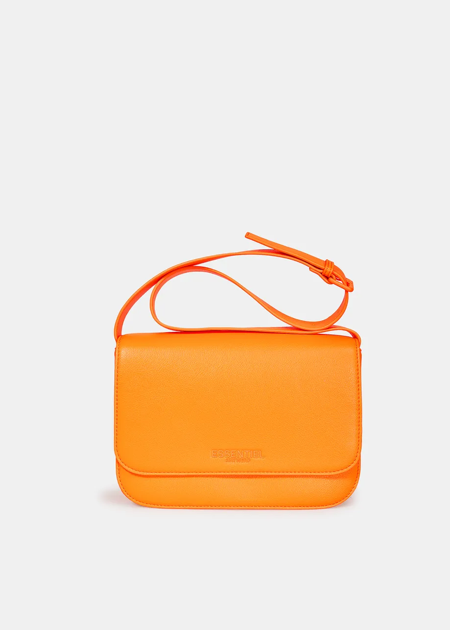 Neon orange faux leather shoulder bag