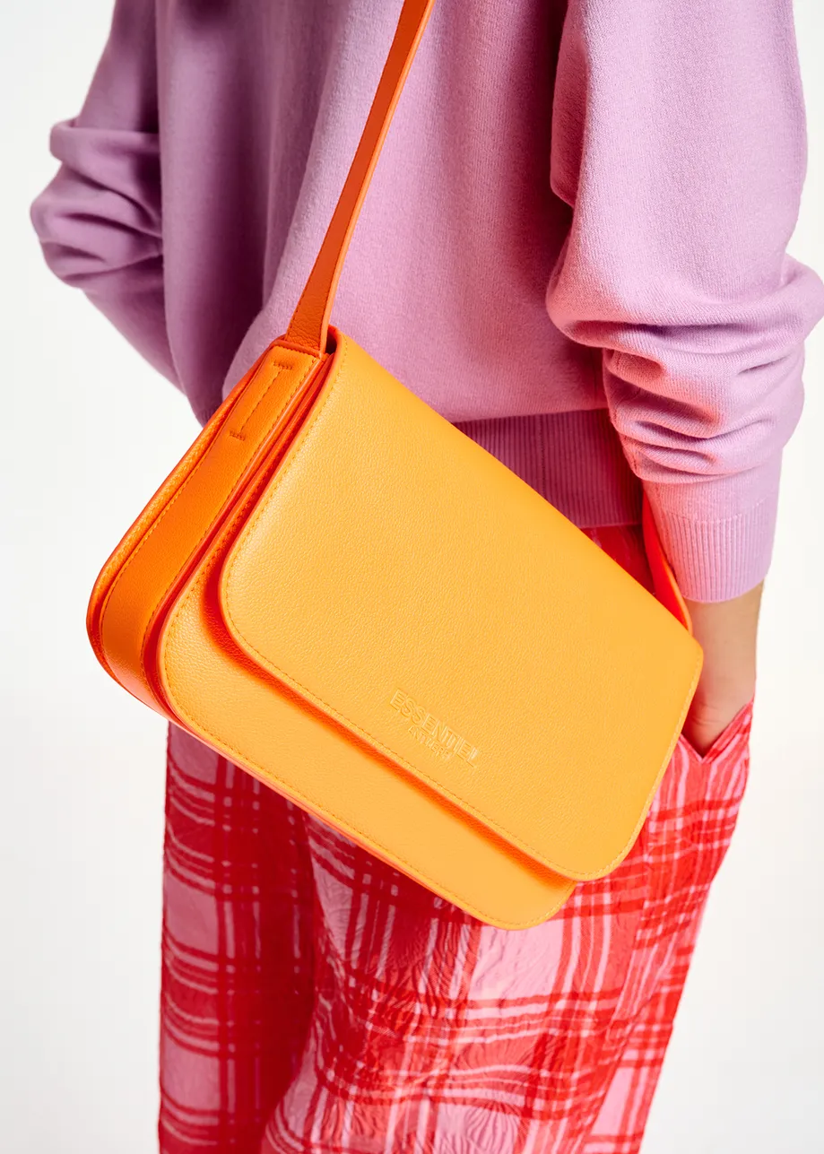 Neon orange faux leather shoulder bag